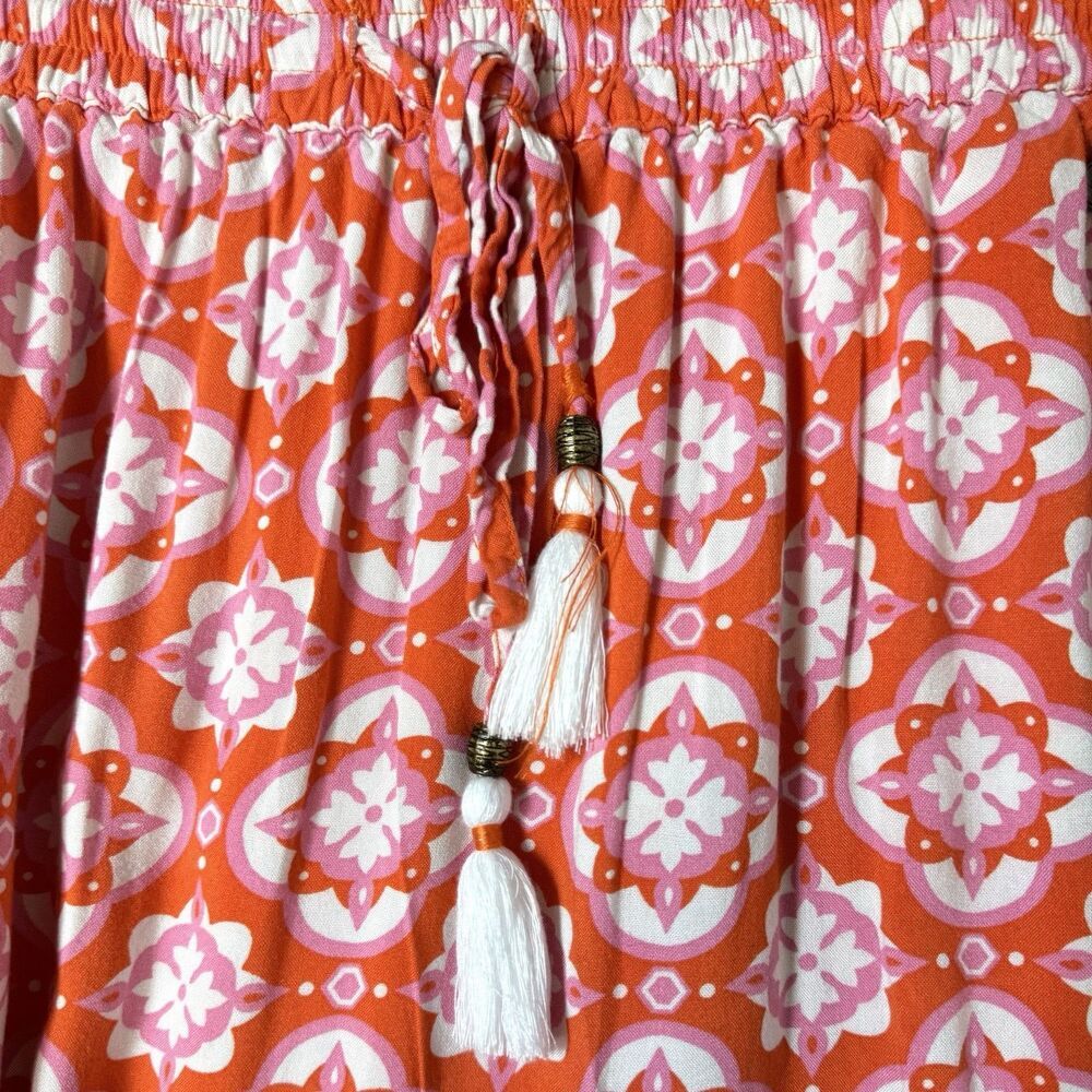 Boho Tiered Maxi Skirt Size 10 Pockets Tassels Peasant Cottagecore Prairie Y2K - Picture 3 of 7
